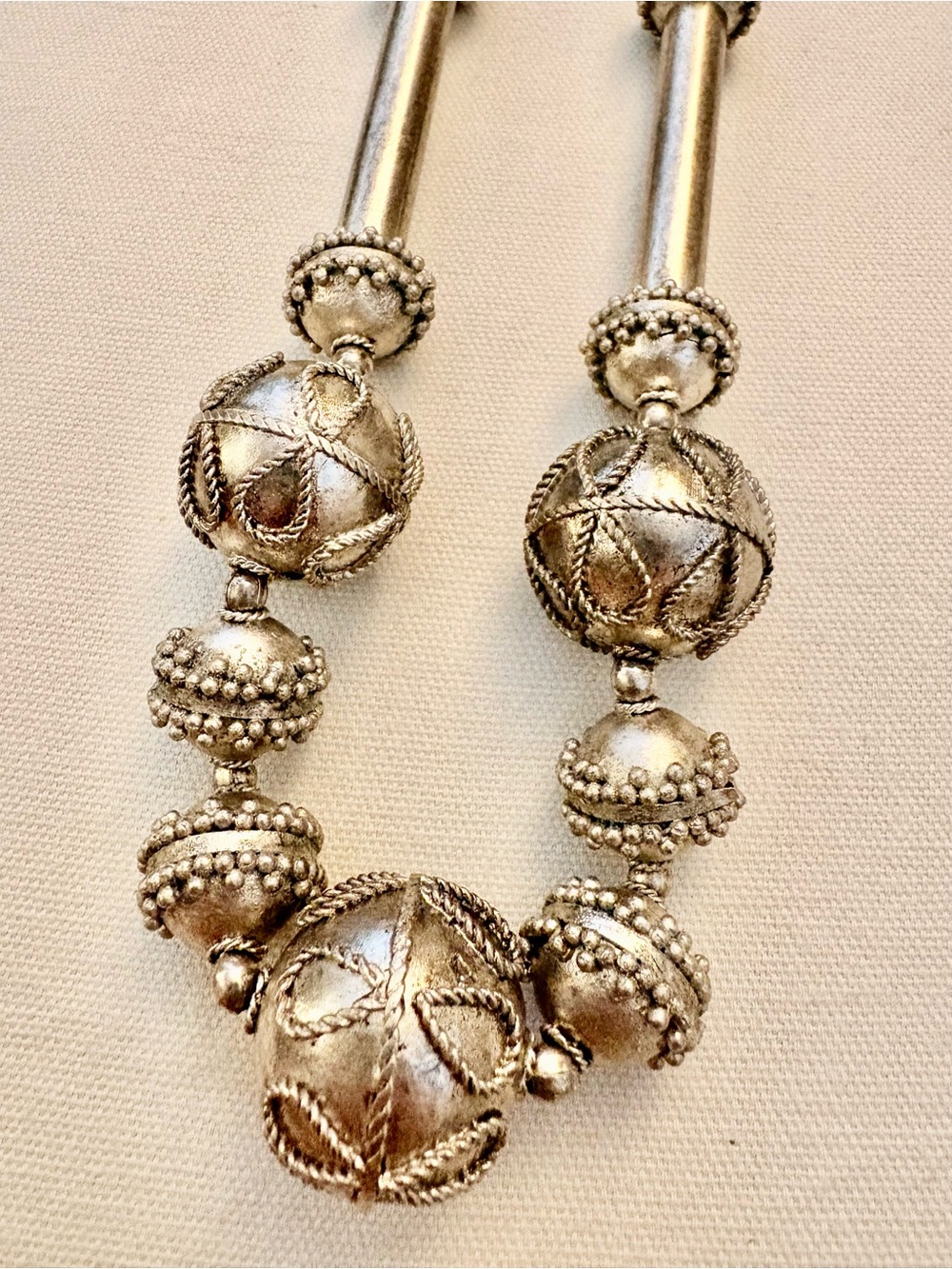 Vintage Silver-Tone Beaded Orb Necklace